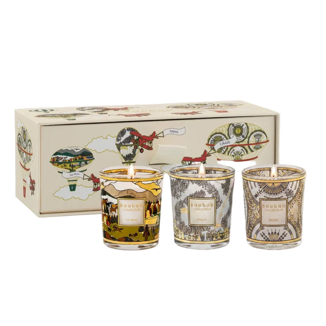 Trio de bougies parfumées Baobab Collection – Aspen, Likaah, Far West