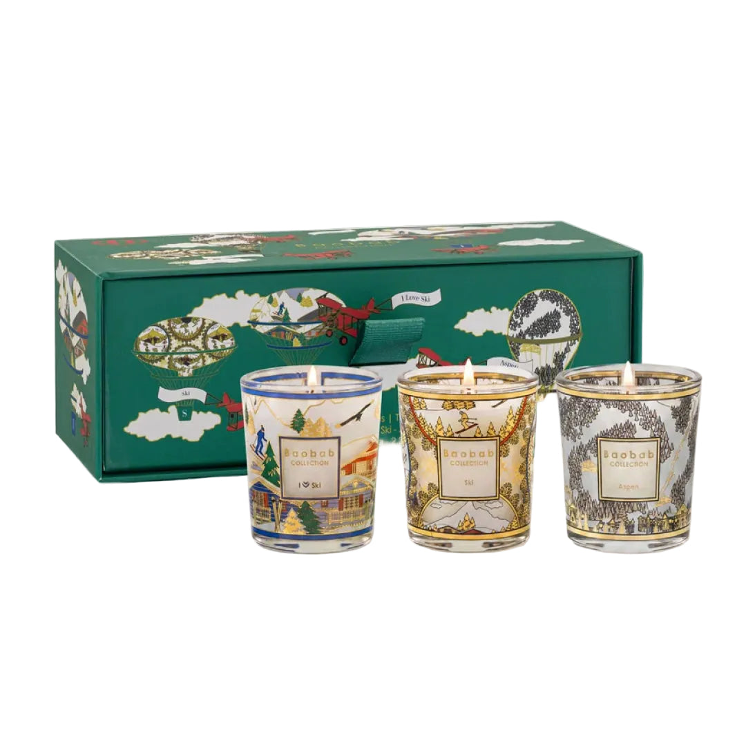 Trio de bougies parfumées Baobab Collection – I Love Ski, Ski & Aspen